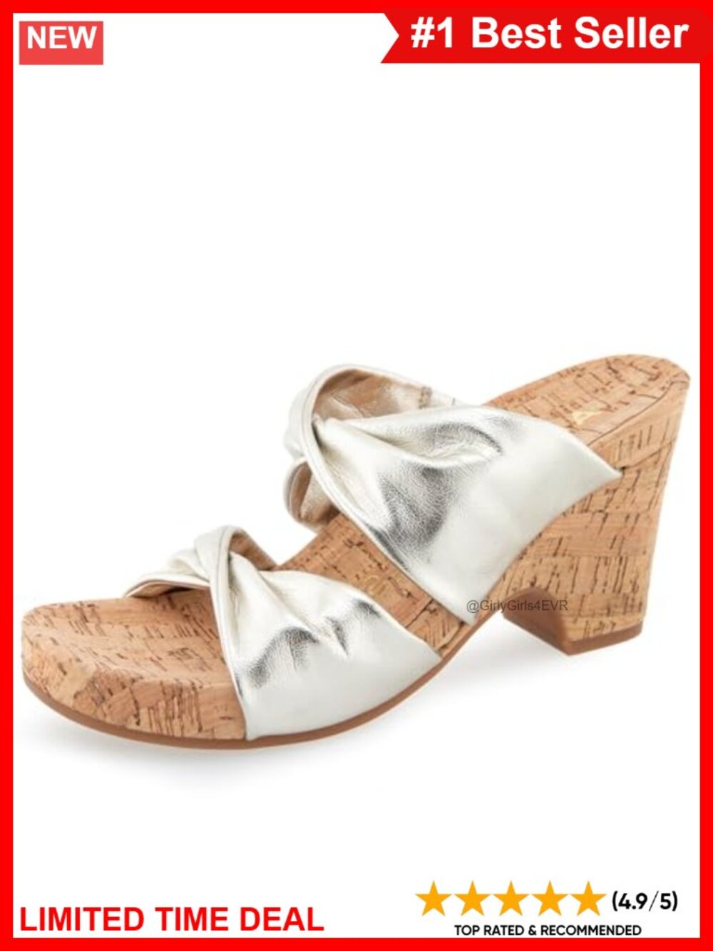 Cork Wedge Sandals with Molded Footbed and Double Strap Design